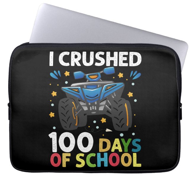 I Crushed 100 Days of School Monster Truck Boys Laptop Sleeve (Front)
