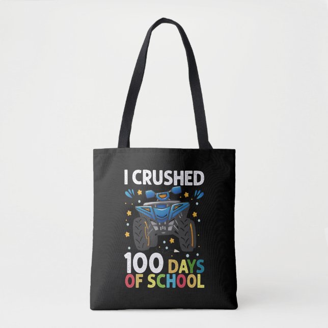 I Crushed 100 Days of School Monster Truck Boys Tote Bag (Front)