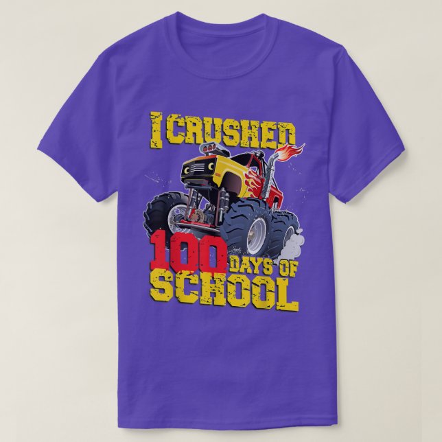 I Crushed 100 Days Of School Monster Truck Boys Vi T-Shirt (Design Front)