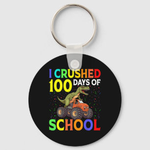 I Crushed 100 Days Of School Monster Truck Dinosau Key Ring