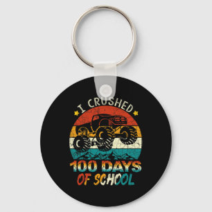 I Crushed 100 Days Of School Monster Truck Kids Bo Key Ring
