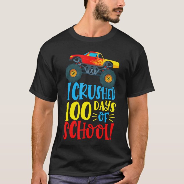 I Crushed 100 Days Of School Monsterruck Car Boy f T-Shirt (Front)