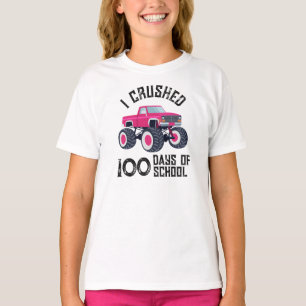 I crushed 100 days of school pink monster truck  T-Shirt