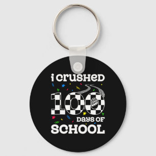 I Crushed 100 Days Of School Race Car Racing Boys Key Ring