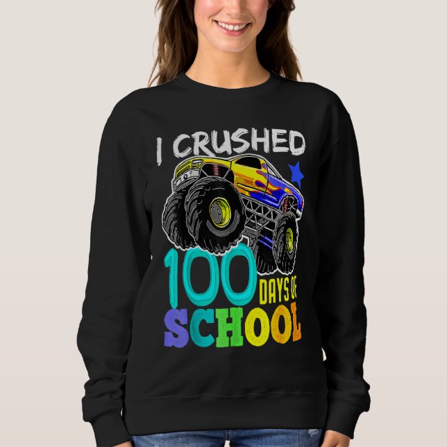 I Crushed 100 Days Of School TShirt Boys Monster T (Front)