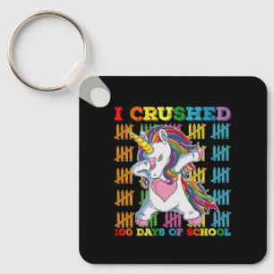 I Crushed 100 Days Of School Unicorn Key Ring