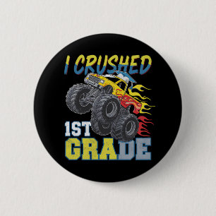 I Crushed 1st Grade Monster Truck Funny Graduation 6 Cm Round Badge