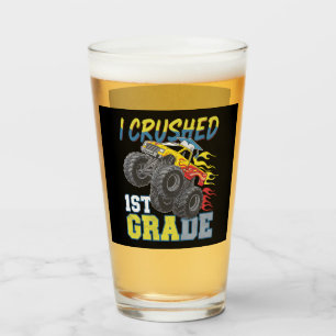 I Crushed 1st Grade Monster Truck Funny Graduation Glass