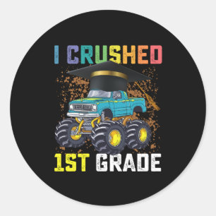 I Crushed 1st Grade Monster Truck Graduation Classic Round Sticker