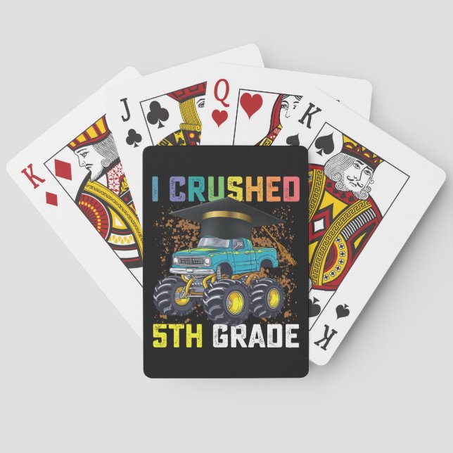 I Crushed 5th Grade Monster Truck Graduation Playing Cards (Back)