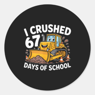 I Crushed 67 Days Of School 67th Day Of School Boy Classic Round Sticker