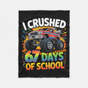 I Crushed 67 Days Of School Funny Meme Gen Z Stude Fleece Blanket