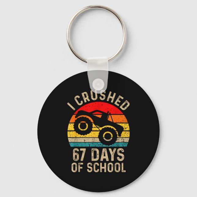 I Crushed 67 Days Of School Funny Six Seven Meme B Key Ring (Front)