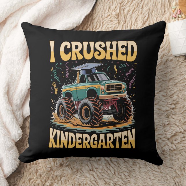 I Crushed Kindergarten Monster Truck Graduation Cushion (Blanket)