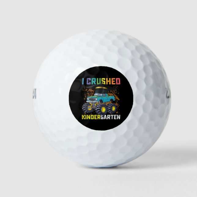 I Crushed Kindergarten Monster Truck Graduation Golf Balls (Front)