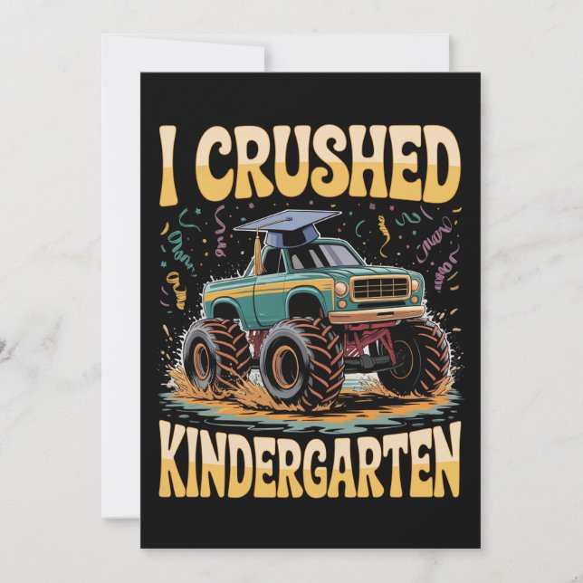 I Crushed Kindergarten Monster Truck Graduation Invitation (Front)