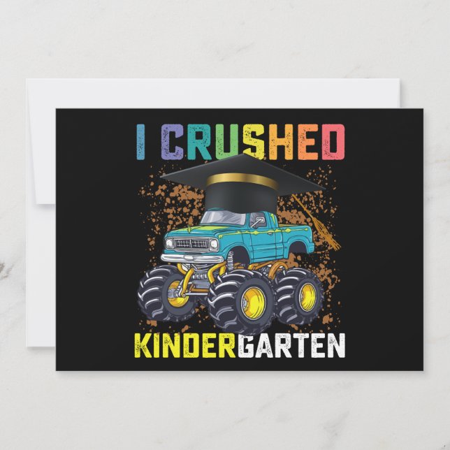 I Crushed Kindergarten Monster Truck Graduation Invitation (Front)