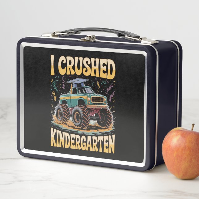 I Crushed Kindergarten Monster Truck Graduation Metal Lunch Box (In Situ)