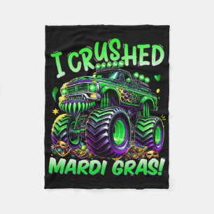 I Crushed Mardi Gras Monster Truck For Boys And Ki Fleece Blanket