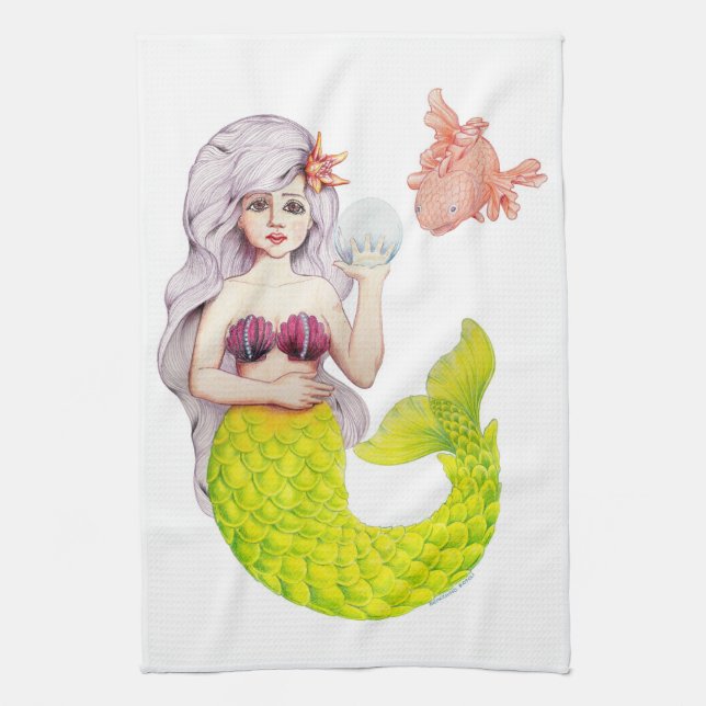 I’d Rather be a Mermaid! Tea Towel (Vertical)