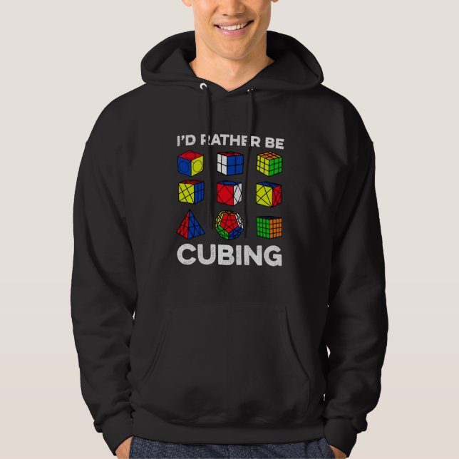 I d Rather Be Cubing  Speedcubing Speedsolving Cub Hoodie (Front)