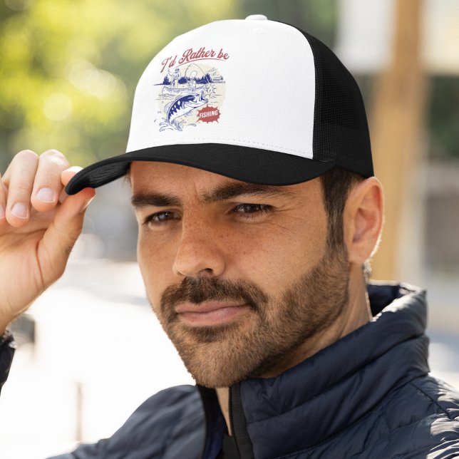 I’d Rather Be Fishing, Funny Fishing Saying Trucker Hat (Creator Uploaded)