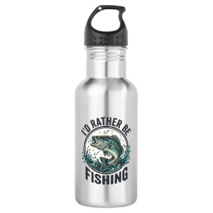 I’d Rather Be Fishing Vintage Bass Fisherman T-Shi 532 Ml Water Bottle