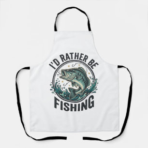 I’d Rather Be Fishing Vintage Bass Fisherman T-Shi Apron
