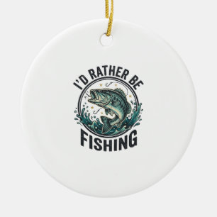 I’d Rather Be Fishing Vintage Bass Fisherman T-Shi Ceramic Ornament