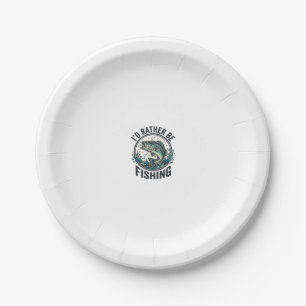 I’d Rather Be Fishing Vintage Bass Fisherman T-Shi Paper Plate