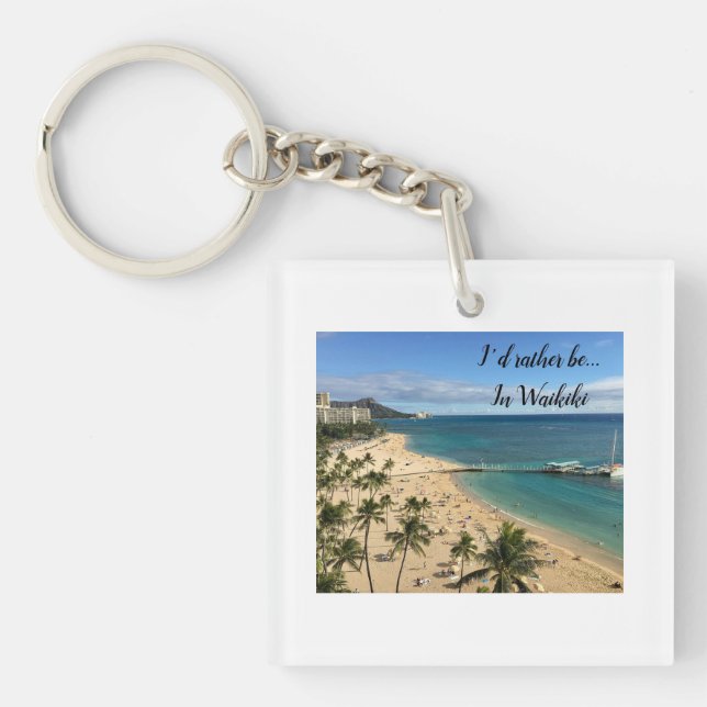 I’d rather be in…travel series Waikiki keyring (Front)