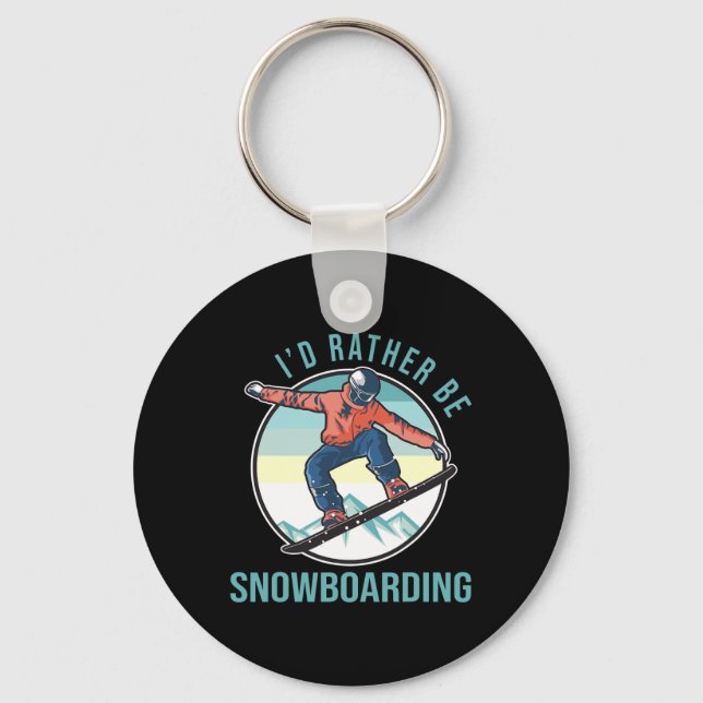 I’d Rather Be Snowboarding Retro Ski Goggles Winte Key Ring (Front)