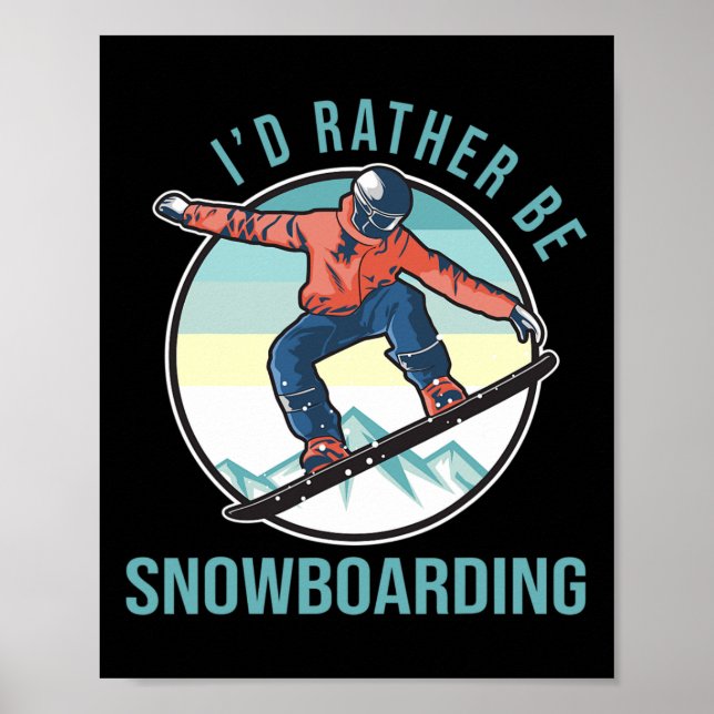 I’d Rather Be Snowboarding Retro Ski Goggles Winte Poster (Front)