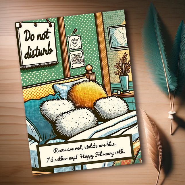I’d Rather Nap! Funny Comic Anti-Valentine’s Day Card (Creator Uploaded)