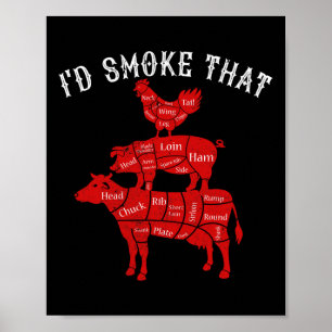 I&#; d Smoke That Rbecue Grilling Bbq Smoker Gift Poster