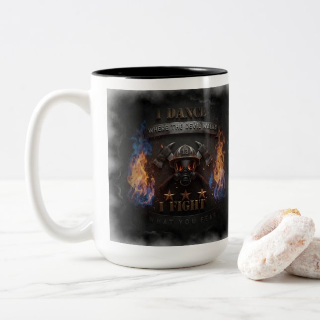 I Dance Where The Devil Walks 🔥 Two-Tone Coffee Mug (With Donut)