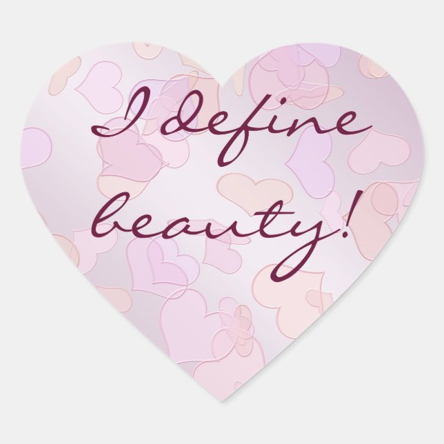 i define beauty. fun text. heart sticker (Front)
