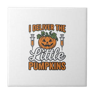 I Deliver The Little Pumpkins Halloween Nurse Shir Ceramic Tile