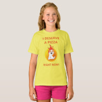I deserve a pizza right now slogan with angry cat