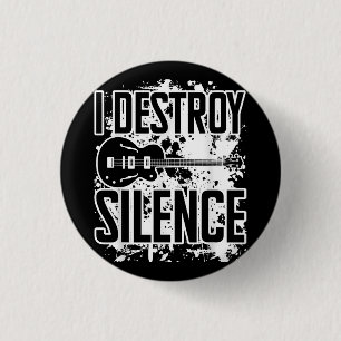 I Destroy Silence Bass Player Funny Guitar Music E 3 Cm Round Badge