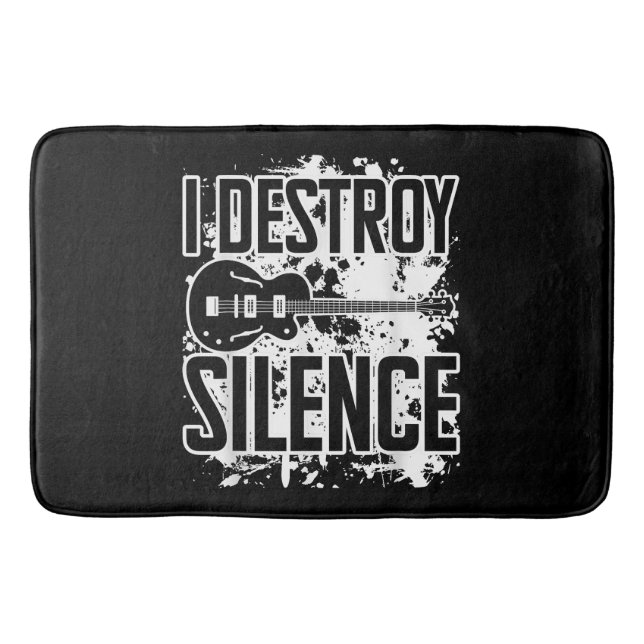 I Destroy Silence Bass Player Funny Guitar Music E Bath Mat (Front)