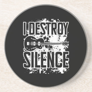 I Destroy Silence Bass Player Funny Guitar Music E Coaster