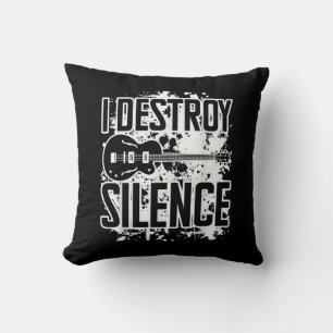 I Destroy Silence Bass Player Funny Guitar Music E Cushion