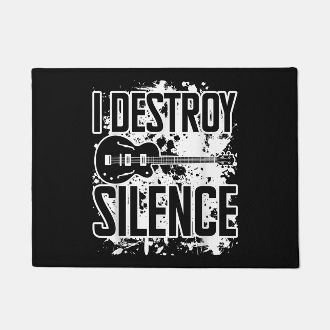 I Destroy Silence Bass Player Funny Guitar Music E Doormat (Front)
