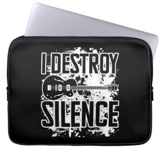 I Destroy Silence Bass Player Funny Guitar Music E Laptop Sleeve