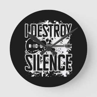 I Destroy Silence Bass Player Funny Guitar Music E Round Clock