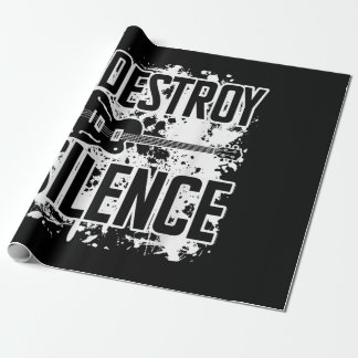 I Destroy Silence Bass Player Funny Guitar Music E Wrapping Paper