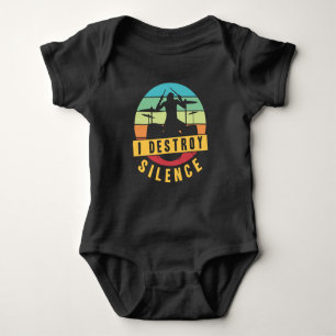 I Destroy Silence  Drummer Musician Drumsticks Baby Bodysuit