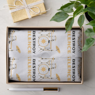 I Destroy Silence Funny Drummer Tissue Paper