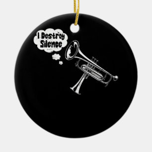 I Destroy Silence Trombonist Trombone Player March Ceramic Ornament